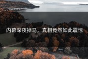 内幕深夜掉马，真相竟然如此震惊
