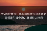 大V回应争议！黑料网疯传的热点背后竟然是引爆全场，真相让人瞠目