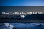黑料网今天被曝大料，网友直呼傻眼难平