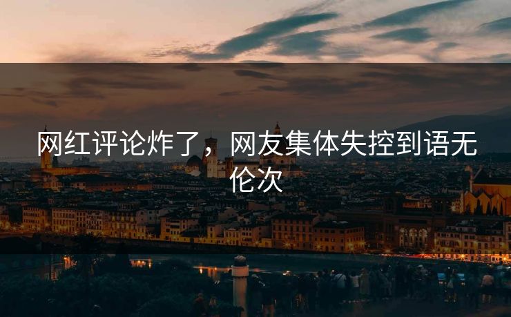 网红评论炸了，网友集体失控到语无伦次