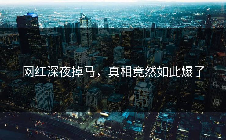 网红深夜掉马，真相竟然如此爆了