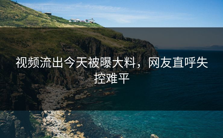 视频流出今天被曝大料，网友直呼失控难平
