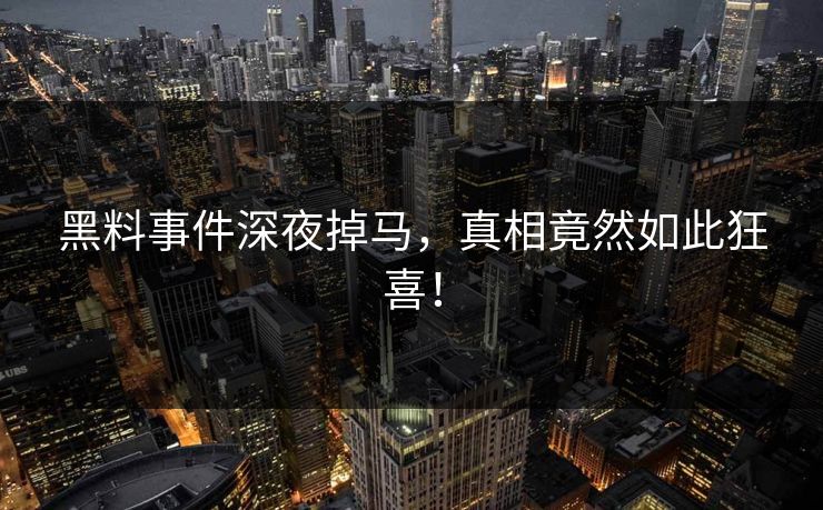 黑料事件深夜掉马，真相竟然如此狂喜！