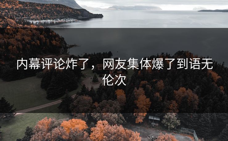 内幕评论炸了，网友集体爆了到语无伦次