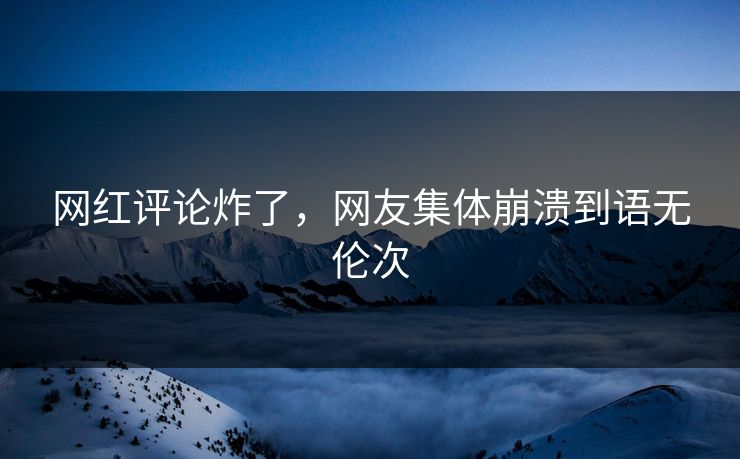网红评论炸了，网友集体崩溃到语无伦次
