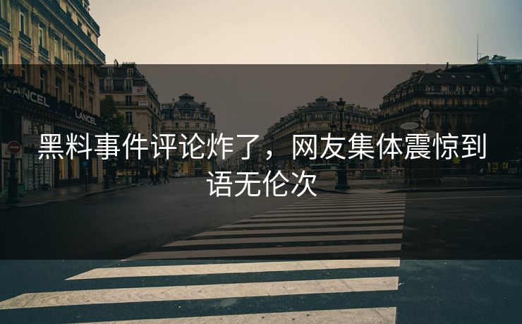 黑料事件评论炸了，网友集体震惊到语无伦次
