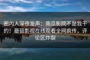圈内人深夜发声：南瓜影院不是我干的！蘑菇影视在线观看全网疯传，评论区炸裂
