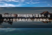 刚刚刚刚！黑料网实锤内幕事件，业内人士现场真相大白，评论数破万