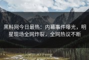黑料网今日最热：内幕事件曝光，明星现场全网炸裂，全网热议不断