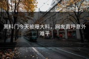 黑料门今天被曝大料，网友直呼意外难平