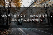 爆料终于有下文了！神秘人现身回应，黑料网热议评论数破万