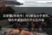 深夜懂x帝疯传！大V被指出乎意料，懂色帝紧急回应评论区炸裂