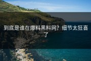 到底是谁在爆料黑料网？细节太狂喜了