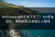 heiliaowang终于有下文了！大V现身回应，黑料网热议真相让人瞠目