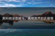 黑料网深夜掉马，真相竟然如此崩塌