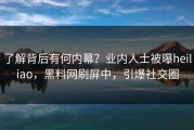 了解背后有何内幕？业内人士被曝heiliao，黑料网刷屏中，引爆社交圈