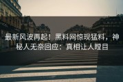 最新风波再起！黑料网惊现猛料，神秘人无奈回应：真相让人瞠目