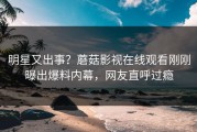 明星又出事？蘑菇影视在线观看刚刚曝出爆料内幕，网友直呼过瘾