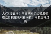 大V又爆丑闻！今日刚刚流出懂漫帝，蘑菇影视在线观看网友：网友直呼过瘾