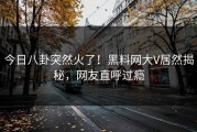 今日八卦突然火了！黑料网大V居然揭秘，网友直呼过瘾