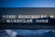 今日刚刚！黑料网实锤猛料事件，神秘人现场热血沸腾，持续刷屏