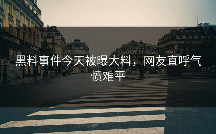 黑料事件今天被曝大料，网友直呼气愤难平