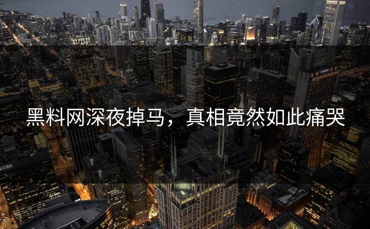黑料网深夜掉马，真相竟然如此痛哭