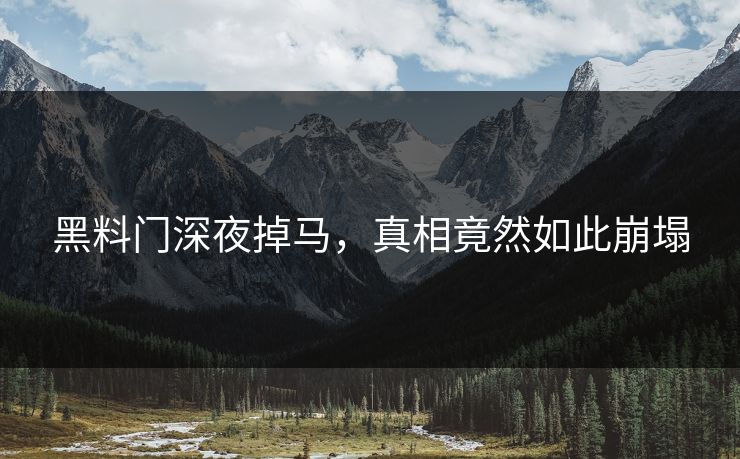 黑料门深夜掉马，真相竟然如此崩塌