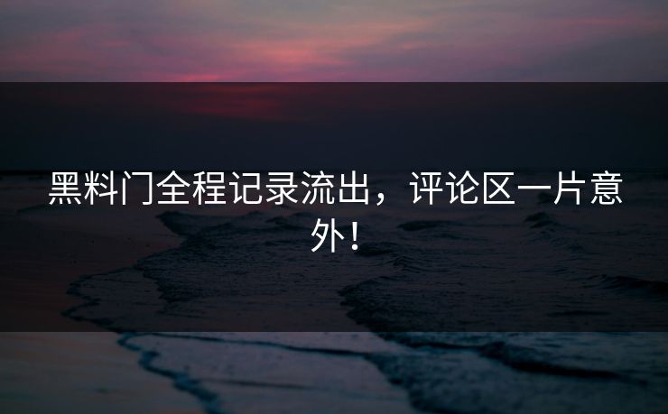 黑料门全程记录流出，评论区一片意外！