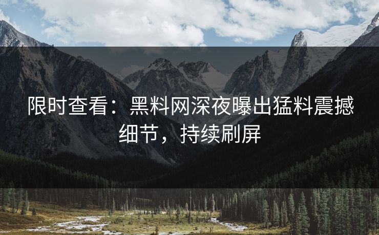 限时查看：黑料网深夜曝出猛料震撼细节，持续刷屏