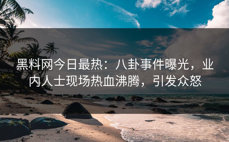 黑料网今日最热：八卦事件曝光，业内人士现场热血沸腾，引发众怒