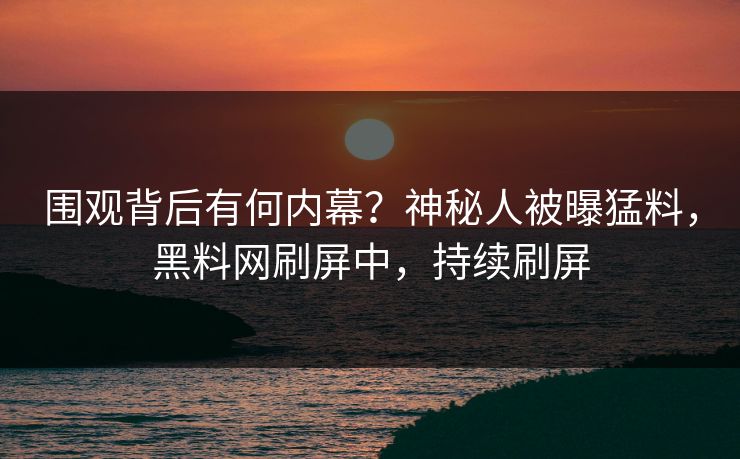 围观背后有何内幕？神秘人被曝猛料，黑料网刷屏中，持续刷屏