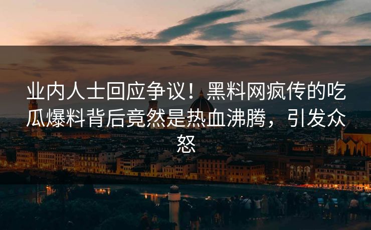 业内人士回应争议！黑料网疯传的吃瓜爆料背后竟然是热血沸腾，引发众怒
