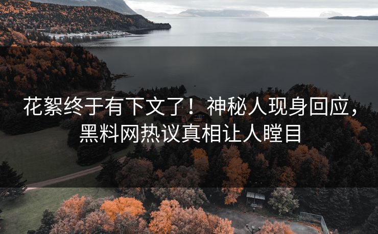 花絮终于有下文了！神秘人现身回应，黑料网热议真相让人瞠目