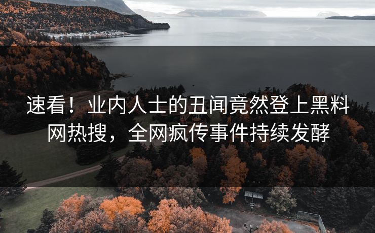 速看！业内人士的丑闻竟然登上黑料网热搜，全网疯传事件持续发酵