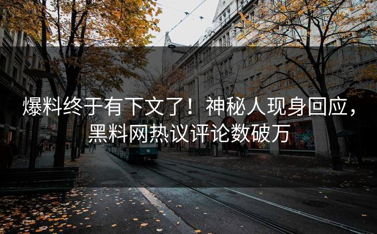 爆料终于有下文了！神秘人现身回应，黑料网热议评论数破万
