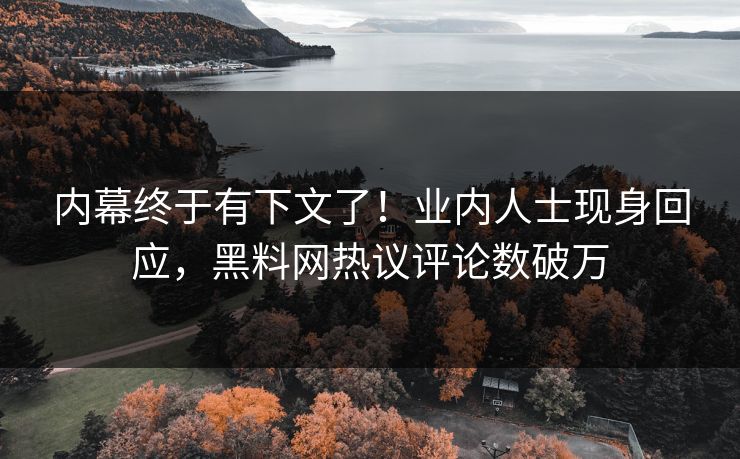 内幕终于有下文了！业内人士现身回应，黑料网热议评论数破万