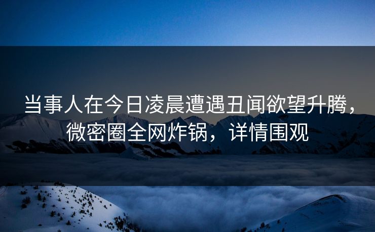 当事人在今日凌晨遭遇丑闻欲望升腾，微密圈全网炸锅，详情围观