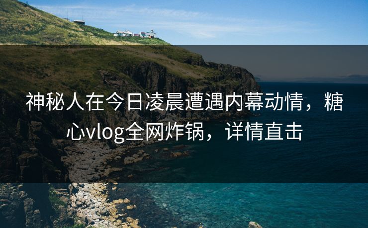 神秘人在今日凌晨遭遇内幕动情，糖心vlog全网炸锅，详情直击