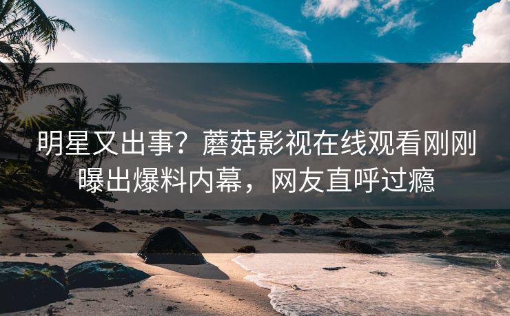 明星又出事？蘑菇影视在线观看刚刚曝出爆料内幕，网友直呼过瘾