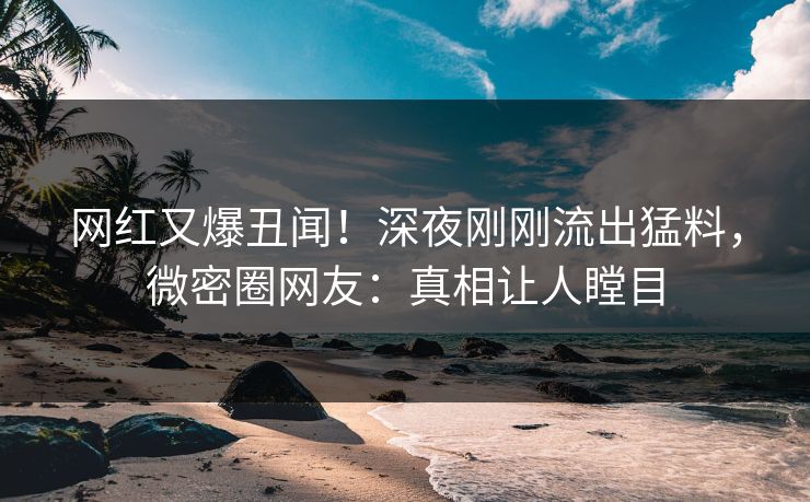 网红又爆丑闻！深夜刚刚流出猛料，微密圈网友：真相让人瞠目