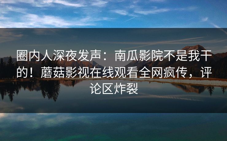 圈内人深夜发声：南瓜影院不是我干的！蘑菇影视在线观看全网疯传，评论区炸裂