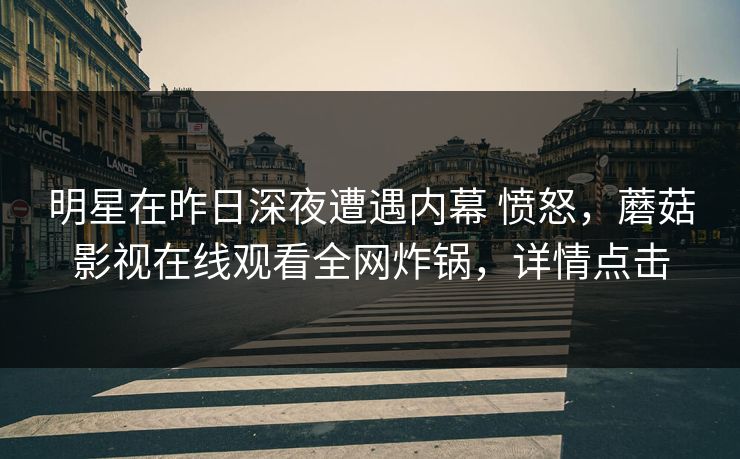 明星在昨日深夜遭遇内幕 愤怒，蘑菇影视在线观看全网炸锅，详情点击